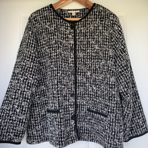 JM Collection Jackets & Blazers - JM Collection Woman Black/White Tweed Jacket-3X